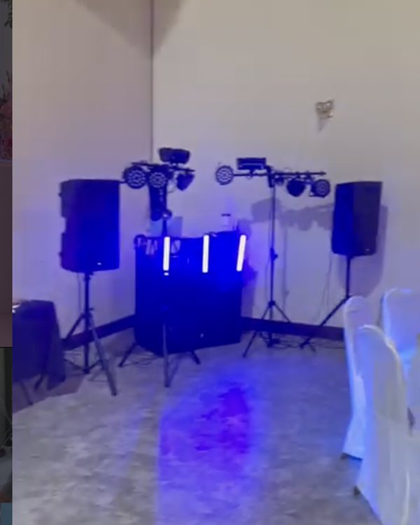 DJ Hyvyb sound and lighting setup ready for an event